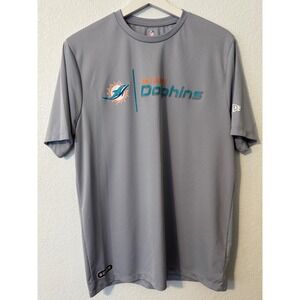 NFL Team Apparel Mens Miami Dolphins Short‎ Sleeve T-Shirt New Era  Gray Large